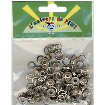 Bouton pression argenté 9 mm x 50