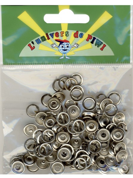 Bouton pression argenté 9 mm x 50