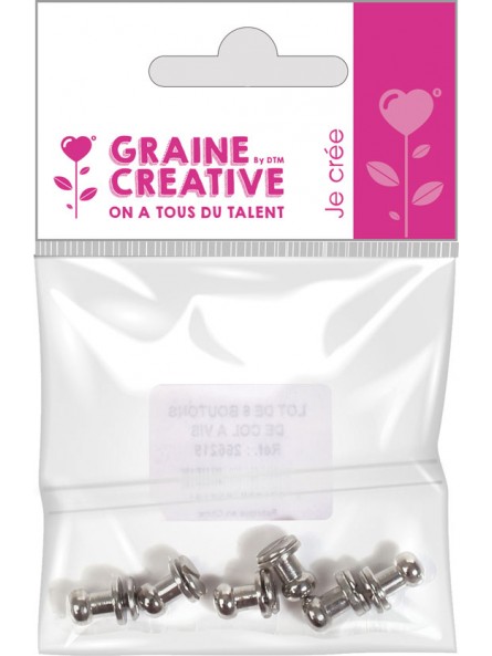 Bouton de col à  vis - Argenté x 6